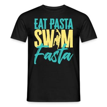 Eat Pasta Swim Fasta Funny Swimming - Männer T-Shirt - Schwarz - Vorne - AI Model Male 178 light (178cm)