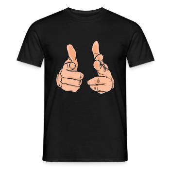 Hands Pointing fingers at you Finger pointing - Men's T-Shirt - black - Front - AI Model Male 178 light (178cm)