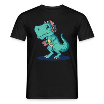 Dino Dinosaur T-rex Trex Tyrannosaurus Dinosaur - Men's T-Shirt - black - Front - AI Model Male 178 light (178cm)