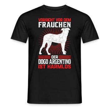 Dogo Argentino Frauchen Dogge Besitzerin Spruch - Männer T-Shirt - Schwarz - Vorne - AI Model Male 178 light (178cm)