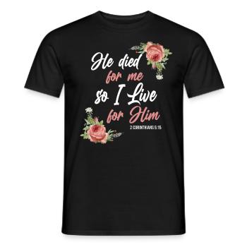 Christlicher Bibelvers Blume Schmetterling - Männer T-Shirt - Schwarz - Vorne - AI Model Male 178 light (178cm)