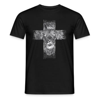 Lion Croix Savane désert Roi Lion - T-shirt homme - noir - Devant - AI Model Male 178 light (178cm)