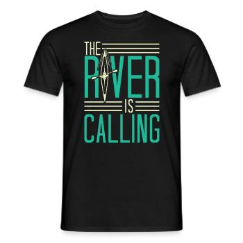 Funny Rowing Canoe Kajak The River Is Calling - Männer T-Shirt - Schwarz - Vorne - AI Model Male 178 light (178cm)