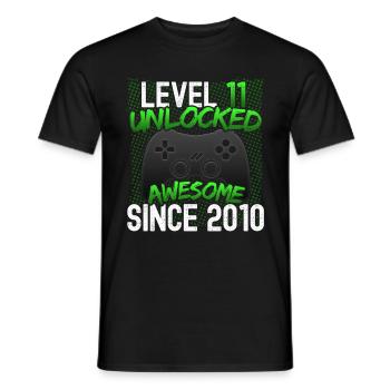 Geburtstag Level 11 unlocked 2010 Gamer Zocker VG - Männer T-Shirt - Schwarz - Vorne - AI Model Male 178 light (178cm)