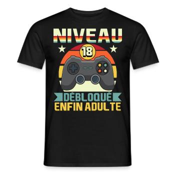 Anniv 18 ans Anniversaire - T-shirt homme - noir - Devant - AI Model Male 178 light (178cm)