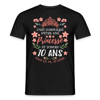 Anniv Fille 10 ans Anniversaire Humour - T-shirt homme - noir - Devant - AI Model Male 178 light (178cm)