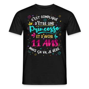 Anniv Fille 11 ans Anniversaire Humour - T-shirt homme - noir - Devant - AI Model Male 178 light (178cm)