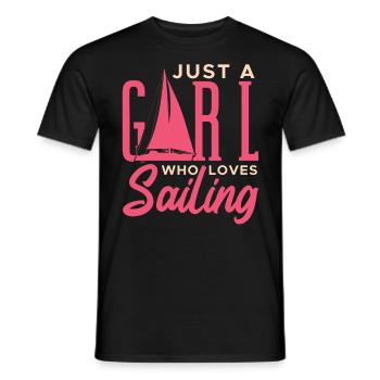 Funny Sailing Boating Just A Girl Who Loves Sailin - Men's T-Shirt - black - Front - AI Model Male 178 light (178cm)