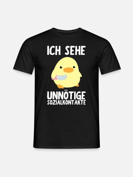 Ünnötige Sozialkontakte Ente mit Messer Meme Küken - Männer T-Shirt - Schwarz