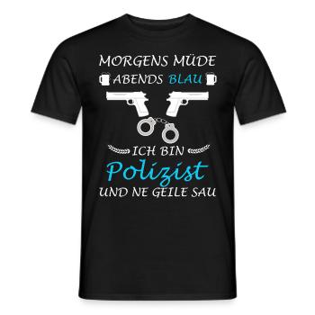 Polizist Polizisten Polizei Beamte Bulle Lustig - Männer T-Shirt - Schwarz - Vorne - AI Model Male 178 light (178cm)
