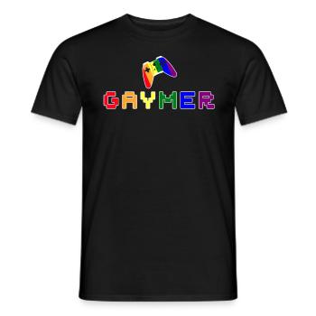LGBT Gay Pride Gaymer Vidéo Jeu arc-en-ciel couleur - T-shirt homme - noir - Devant - AI Model Male 178 light (178cm)