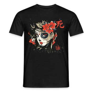 japonais Damon Anime face Skull devil oni T Shirt - T-shirt homme - noir - Devant - AI Model Male 178 light (178cm)