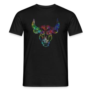 Psychedelisches Sternzeichen Stier - Männer T-Shirt - Schwarz - Vorne - AI Model Male 178 light (178cm)