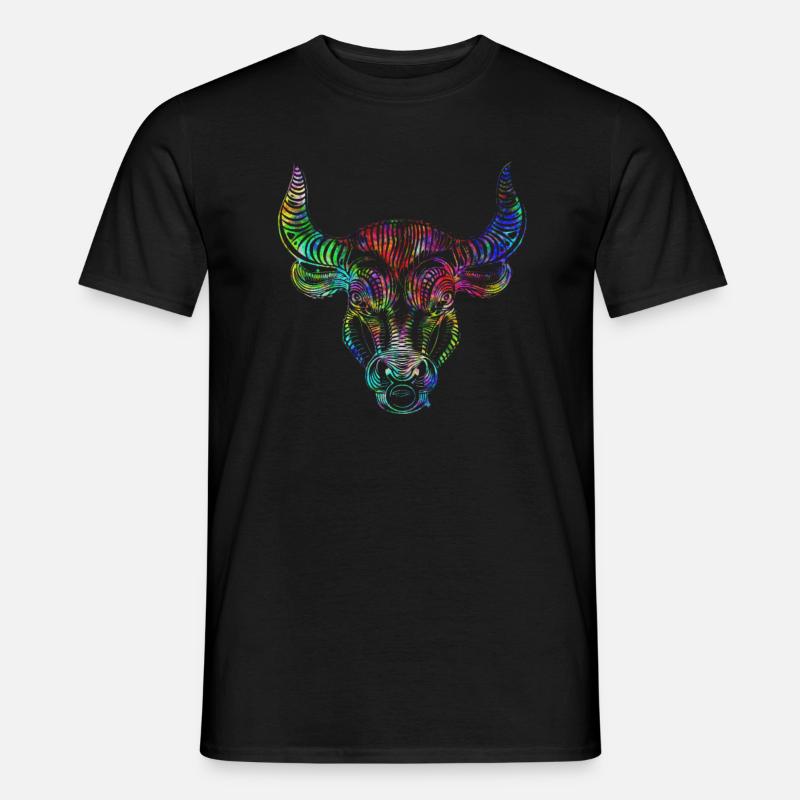 Psychedelisches Sternzeichen Stier - Männer T-Shirt - Schwarz
