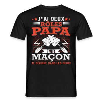 Papa Maçon Père Maçonnerie Construction Maison - T-shirt homme - noir - Devant - AI Model Male 178 light (178cm)