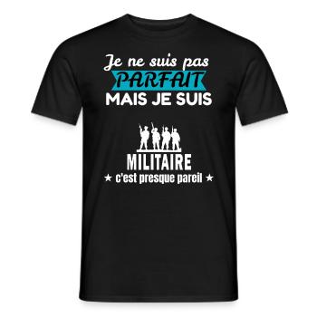 je ne suis pas parfait Militaire cadeau Militaire - T-shirt homme - noir - Devant - AI Model Male 178 light (178cm)