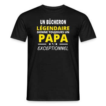 un BÛCHERON légendaire drôle papa exceptionnel - T-shirt homme - noir - Devant - AI Model Male 178 light (178cm)