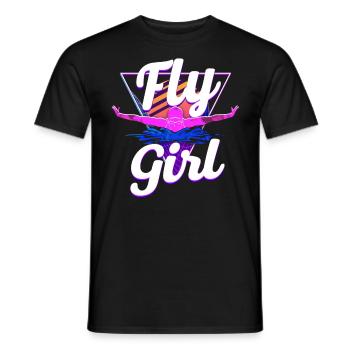 Swimmer Swim Fly Girl Butterfly - Men's T-Shirt - black - Front - AI Model Male 178 light (178cm)