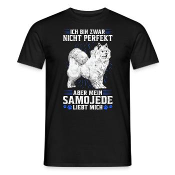 Mein Samojede liebt mich Schlittenhund Spruch - Männer T-Shirt - Schwarz - Vorne - AI Model Male 178 light (178cm)