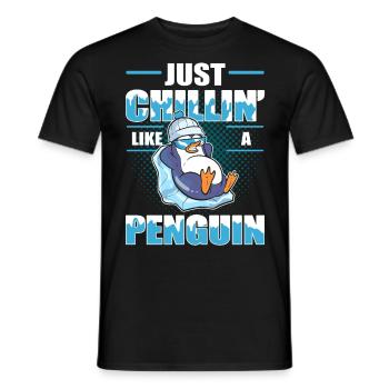 Nur chillin wie ein Pinguin lustiger Kühlantarktis - Männer T-Shirt - Schwarz - Vorne - AI Model Male 178 light (178cm)