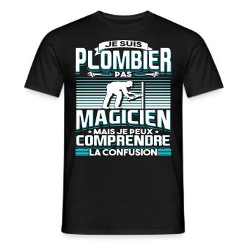Plombier Humour Plombiers - T-shirt homme - noir - Devant - AI Model Male 178 light (178cm)