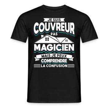 Couvreur Zingueur Humour - T-shirt homme - noir - Devant - AI Model Male 178 light (178cm)