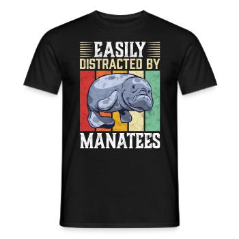 Leicht abzulenken durch Seekuh Meeressäuger - Männer T-Shirt - Schwarz - Vorne - AI Model Male 178 light (178cm)