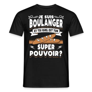 Boulanger Humour Boulangerie - T-shirt homme - noir - Devant - AI Model Male 178 light (178cm)