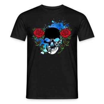 Skull Skull Skull Roses Flowers Splash - Men's T-Shirt - black - Front - AI Model Male 178 light (178cm)