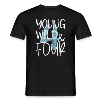 Young Wild and four 4th birthday - Men's T-Shirt - black - Front - AI Model Male 178 light (178cm)