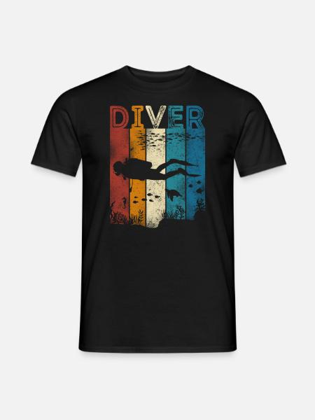 Nurkowanie Nurkowanie Nurek Vintage Retro - T-shirt męski - czarny