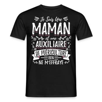 Auxiliaire puériculture humour - T-shirt homme - noir - Devant - AI Model Male 178 light (178cm)