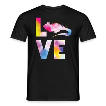 Iguana Love Watercolor - T-shirt homme - noir - Devant - AI Model Male 178 light (178cm)