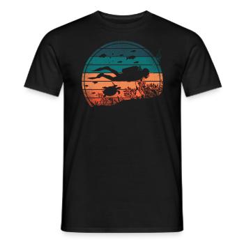 Scuba Diving Diver Vintage Retro - Männer T-Shirt - Schwarz - Vorne - AI Model Male 178 light (178cm)