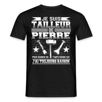 Tailleur de Pierre Humour - T-shirt homme - noir - Devant - AI Model Male 178 light (178cm)