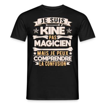 Kinésithérapeute Humour Kinésithérapie Kiné - T-shirt homme - noir - Devant - AI Model Male 178 light (178cm)