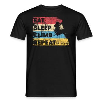 Rock Climbing Climber Vintage Girl - T-shirt homme - noir - Devant - AI Model Male 178 light (178cm)