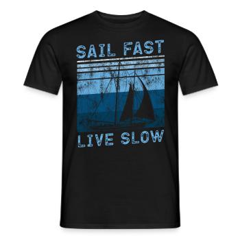 Sailing Sailboat Vintage Retro - T-shirt homme - noir - Devant - AI Model Male 178 light (178cm)