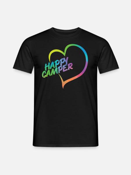 Camping Watercolor Heart Happy - Männer T-Shirt - Schwarz