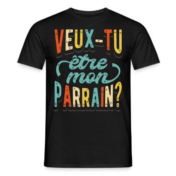 Veux Tu Etre Mon Parrain - T-shirt homme - noir - Devant - AI Model Male 178 light (178cm)