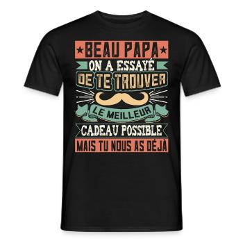Beau-père Beau-Papa - T-shirt homme - noir - Devant - AI Model Male 178 light (178cm)