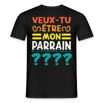 Veux Tu Etre Mon Parrain - T-shirt homme - noir - Devant - AI Model Male 178 light (178cm)