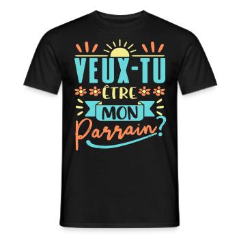 Veux Tu Etre Mon Parrain - T-shirt homme - noir - Devant - AI Model Male 178 light (178cm)