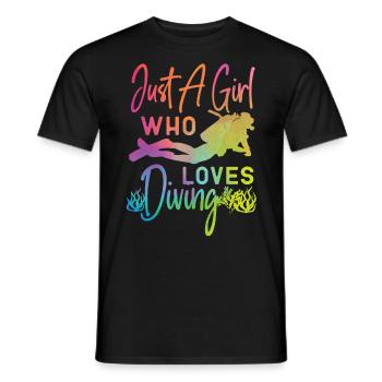 Scuba Diver Just A Girl Who Loves - Men's T-Shirt - black - Front - AI Model Male 178 light (178cm)