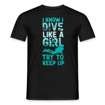 Scuba Diving Diver I Know I Dive - Männer T-Shirt - Schwarz - Vorne - AI Model Male 178 light (178cm)