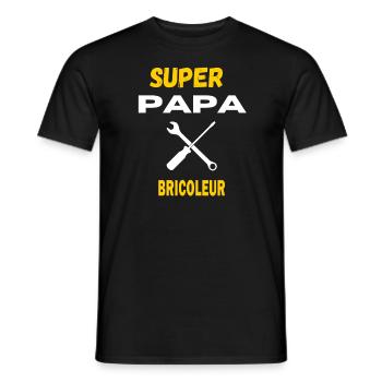super papa BRICOLEUR citation - T-shirt homme - noir - Devant - AI Model Male 178 light (178cm)