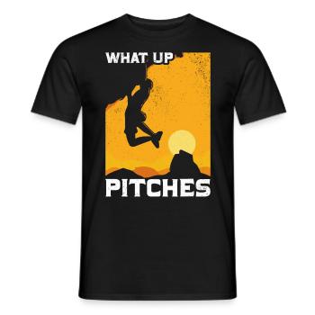 Rock Climbing Climber What Up - Men's T-Shirt - black - Front - AI Model Male 178 light (178cm)