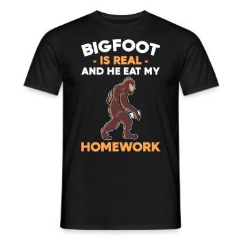 School Student Bigfoot is Real And He Eat My - Männer T-Shirt - Schwarz - Vorne - AI Model Male 178 light (178cm)