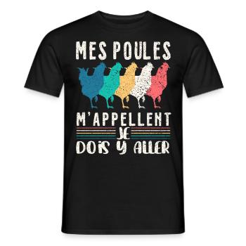 Papys Poules Humour Mamans Poules - T-shirt homme - noir - Devant - AI Model Male 178 light (178cm)