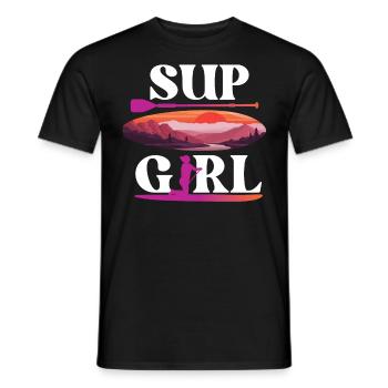 SUP Paddleboard Sunset SUP Girl - Männer T-Shirt - Schwarz - Vorne - AI Model Male 178 light (178cm)